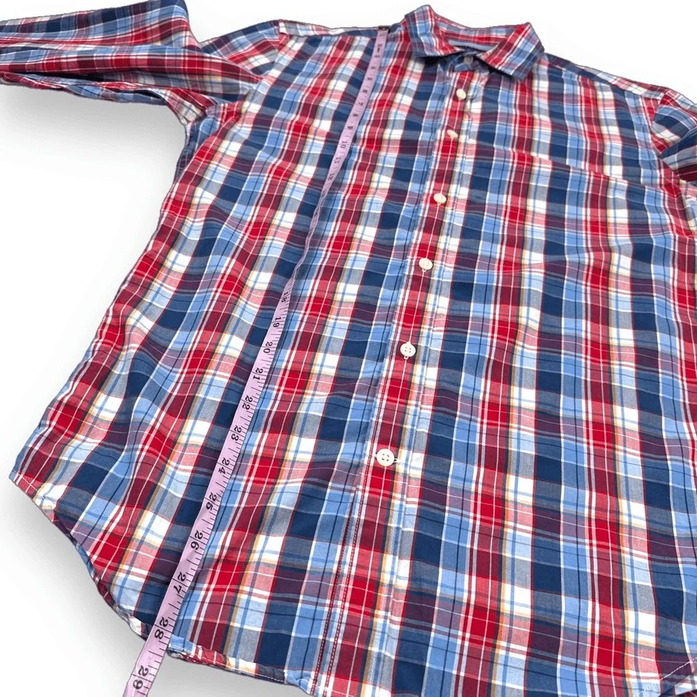 Banana‎ Republic Shirt Mens Small S Blue Plaid Slim Fit Long Sleeve Button Down